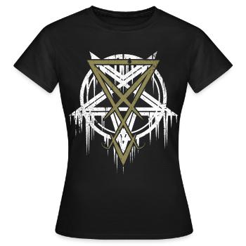 Pentagramme avec symbole Lucifer - T-shirt Femme - noir - Devant - AI Model Female 172 dark (172cm)