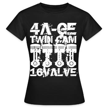 Moteur 4A GE Twin Cam 16 Valve. Le moteur légendaire - T-shirt Femme - noir - Devant - AI Model Female 172 dark (172cm)