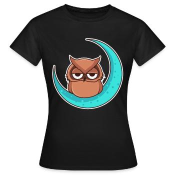 Kauz im Mond - Frauen T-Shirt - Schwarz - Vorne - AI Model Female 172 dark (172cm)