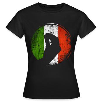 Drapeau italien avec un geste typique de la main - T-shirt Femme - noir - Devant - AI Model Female 172 dark (172cm)
