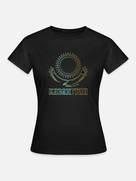 Kasachstan Adler Schriftzug Geschenk - Frauen T-Shirt - Schwarz