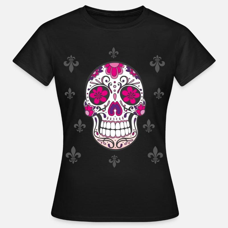 Sugar Skull Fleur De Lis - T-shirt Femme - noir