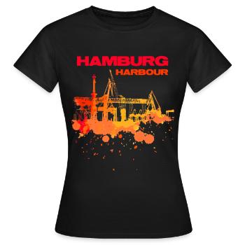 Habour de Hambourg - T-shirt Femme - noir - Devant - AI Model Female 172 dark (172cm)