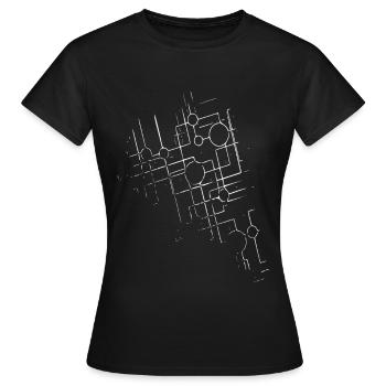 Schaltkreis-Grid: Linienarchitektur - Frauen T-Shirt - Schwarz - Vorne - AI Model Female 172 dark (172cm)