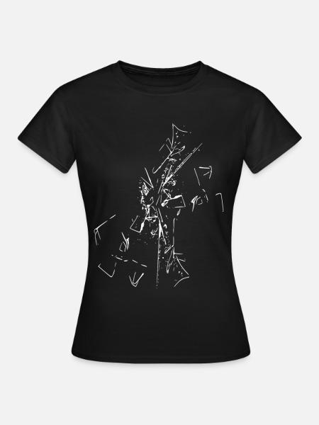 Abstrakte Linienkunst auf Stoff - Frauen T-Shirt - Schwarz