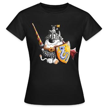 Katze als Ritter in Ritterrüstung Burg Mittelalter - Frauen T-Shirt - Schwarz - Vorne - AI Model Female 172 dark (172cm)