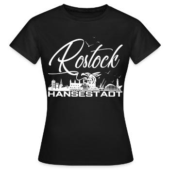 Rostock - Hansestadt - Silhouette - Frauen T-Shirt - Schwarz - Vorne - AI Model Female 172 dark (172cm)