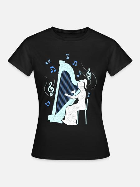 Harfe-Spielerin - Frauen T-Shirt - Schwarz