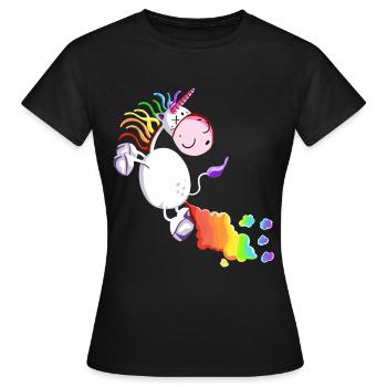 Einhorn lässt es krachen - Frauen T-Shirt - Schwarz - Vorne - AI Model Female 172 dark (172cm)
