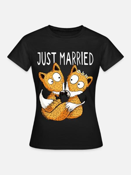 Just Married Renards - Mariage - Cadeau - T-shirt Femme - noir