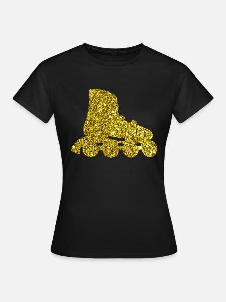 Gold Inline Skate - Frauen T-Shirt - Schwarz
