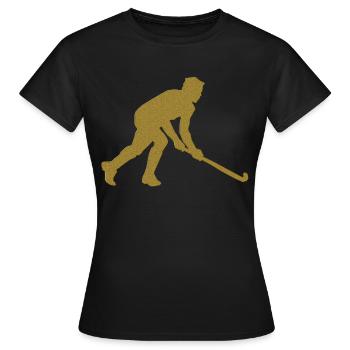 Gold Unihockey - Frauen T-Shirt - Schwarz - Vorne - AI Model Female 172 dark (172cm)