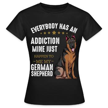 Mon addiction : Berger allemand - T-shirt Femme - noir - Devant - AI Model Female 172 dark (172cm)