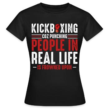 Kickboxing Real Life Spruch - Frauen T-Shirt - Schwarz - Vorne - AI Model Female 172 dark (172cm)