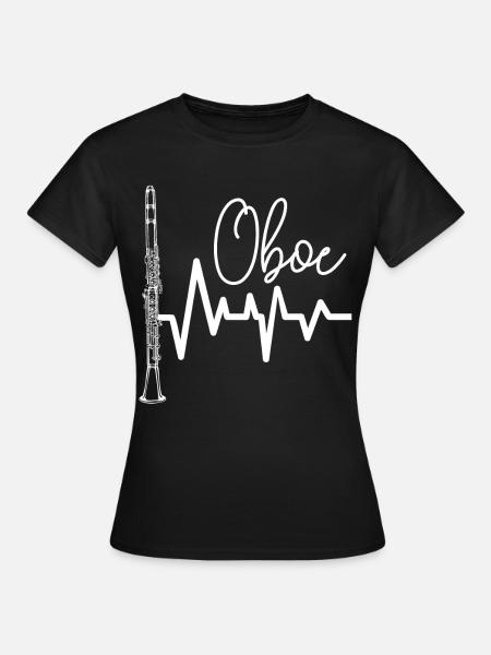 Oboe Herzschlag Grafik - Frauen T-Shirt - Schwarz