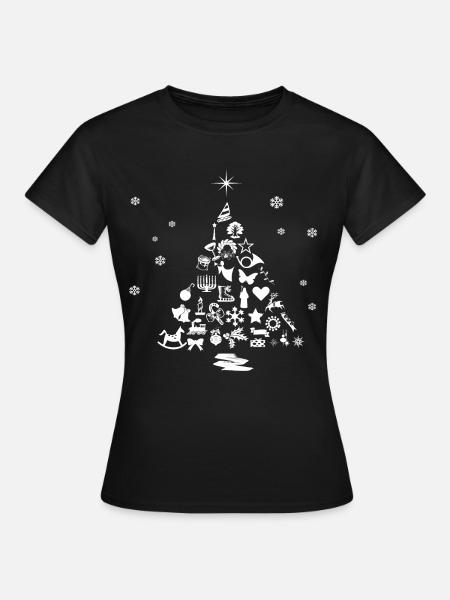Arbre de Noël festif avec cadeaux - T-shirt Femme - noir