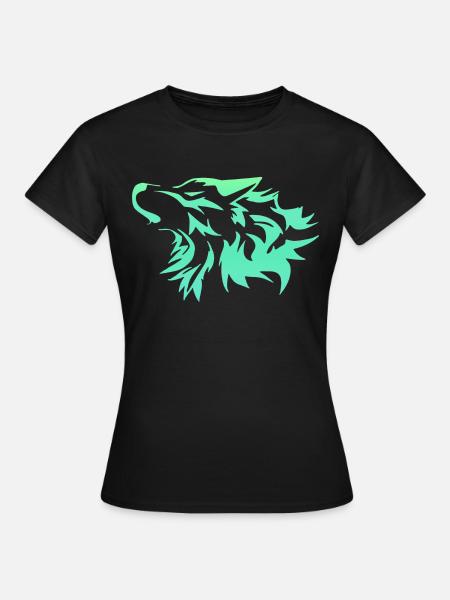 Wolf leuchtend grün - Frauen T-Shirt - Schwarz