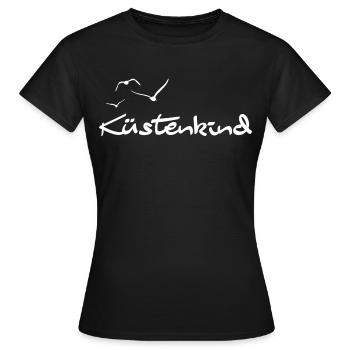 Küstenkind Schriftzug mit Möwen | Strandurlaub - Frauen T-Shirt - Schwarz - Vorne - AI Model Female 172 dark (172cm)