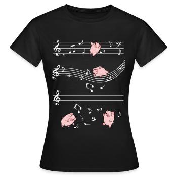 Cochons musicaux sur bâtons - T-shirt Femme - noir - Devant - AI Model Female 172 dark (172cm)