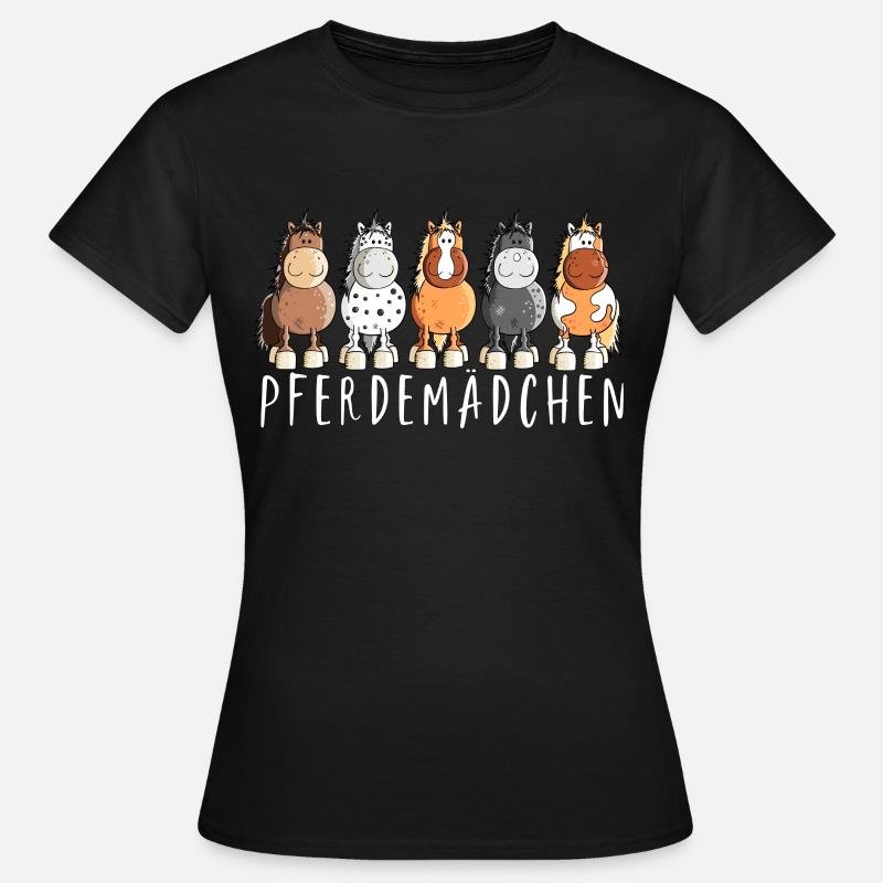 Pferdemädchen I Pferde Comic - Frauen T-Shirt - Schwarz