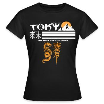 Tokio Orange - Frauen T-Shirt - Schwarz - Vorne - AI Model Female 172 dark (172cm)