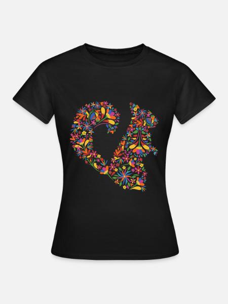 Eichhörnchen Blumen Boho Natur - Frauen T-Shirt - Schwarz