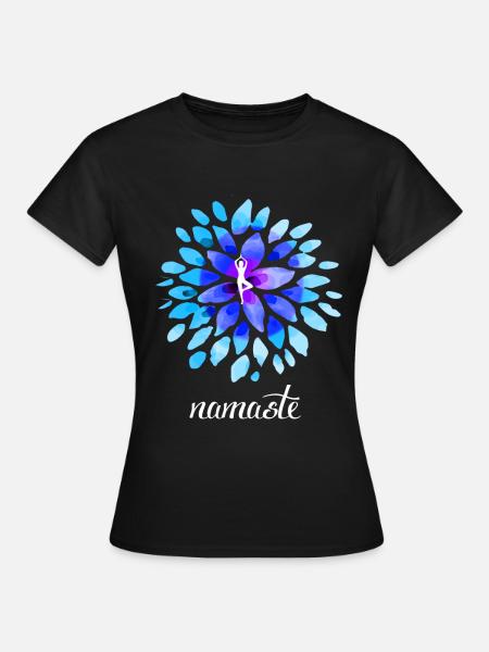 Yoga Namaste Lotus Buddha Yin Yang om spirit medit - Frauen T-Shirt - Schwarz