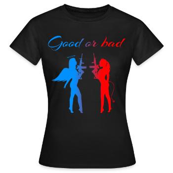 ange Démon - T-shirt Femme - noir - Devant - AI Model Female 172 dark (172cm)