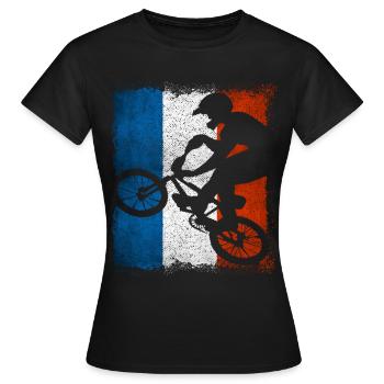BMX France / bmx / Bmx / Vélo / Fahrrad - BMX - T-shirt Femme - noir - Devant - AI Model Female 172 dark (172cm)