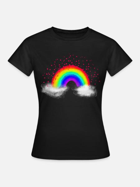 Regenbogen Wolken - Frauen T-Shirt - Schwarz