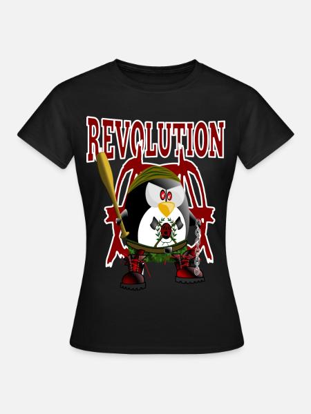 Pinguin, Revolution - Frauen T-Shirt - Schwarz