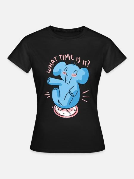 Elephant Clock What Time Is It - Women's T-Shirt - black