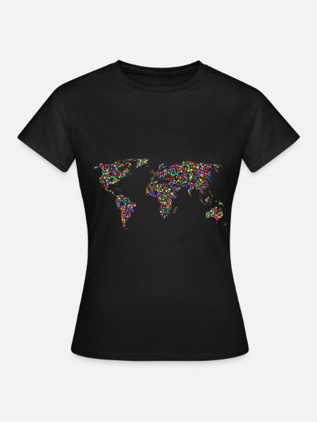 EARTH DOT : Planisphère à points - T-shirt Femme - noir