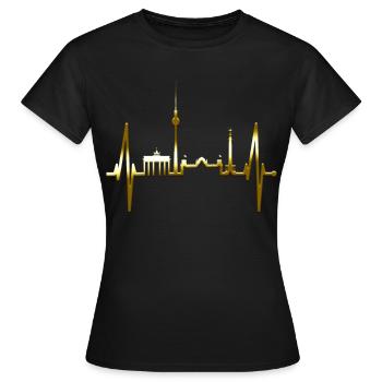 Berlin Skyline Coup de cœur Gold Love Berliner - T-shirt Femme - noir - Devant - AI Model Female 172 dark (172cm)