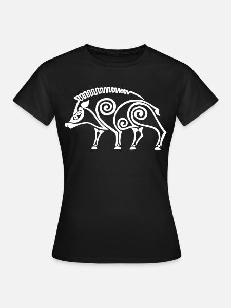 weißer keltischer Eber - Frauen T-Shirt - Schwarz