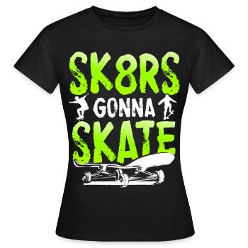 Patineurs qui vont patiner | Skateboard - T-shirt Femme - noir - Devant - AI Model Female 172 dark (172cm)