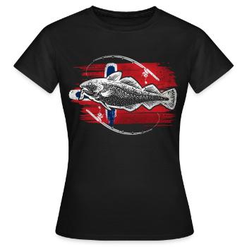 Norway fishing cod - Women's T-Shirt - black - Front - AI Model Female 172 dark (172cm)