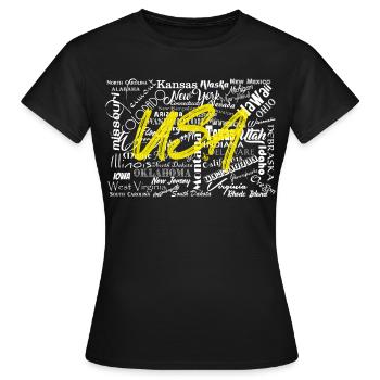 États-Unis États-Unis Blanc - T-shirt Femme - noir - Devant - AI Model Female 172 dark (172cm)