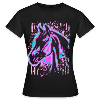 Cheval - Rose Lila - T-shirt Femme - noir - Devant - AI Model Female 172 dark (172cm)