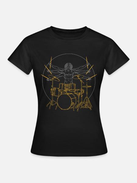 Schlagzeug Da Vinci - Drummer Rock Geschenk - Frauen T-Shirt - Schwarz