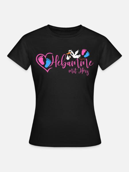 Hebamme mit Herz - Frauen T-Shirt - Schwarz