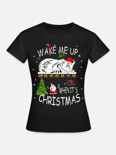 Frohes Fest mit Katze - Frauen T-Shirt - Schwarz