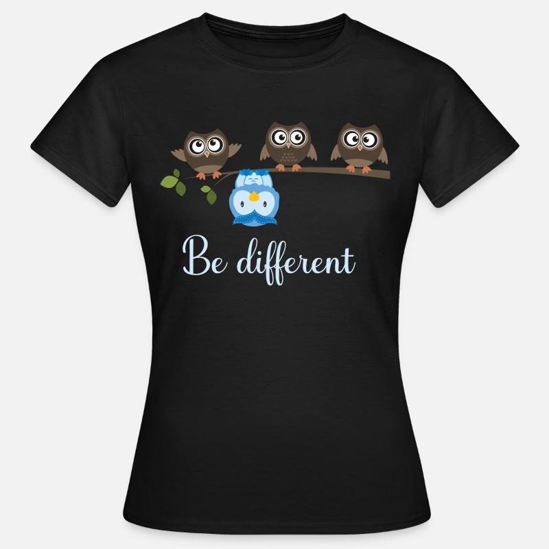 Be Different Eule - Frauen T-Shirt - Schwarz