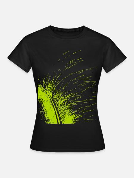 Abstrakte Feder / Linie / grün / Muster - Frauen T-Shirt - Schwarz