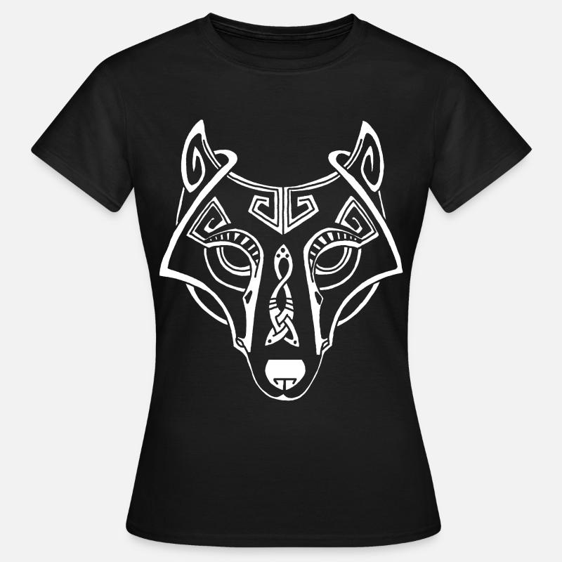 loup blanc celte - T-shirt Femme - noir