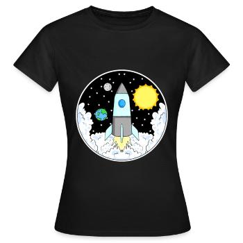 Rakete Weltall - Frauen T-Shirt - Schwarz - Vorne - AI Model Female 172 dark (172cm)