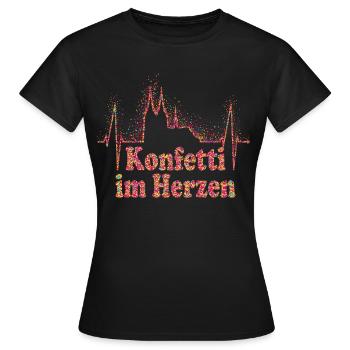 Köln Herzschlag Konfetti Im Herzen Karneval Kölner - Frauen T-Shirt - Schwarz - Vorne - AI Model Female 172 dark (172cm)