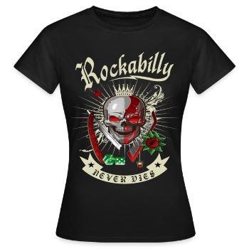Rockabilly Skull - T-shirt Femme - noir - Devant - AI Model Female 172 dark (172cm)