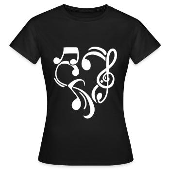 L’amour musique Clé de musique Coeur - T-shirt Femme - noir - Devant - AI Model Female 172 dark (172cm)