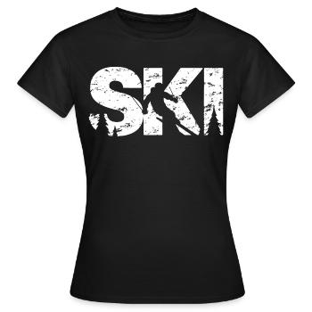 Ski - Frauen T-Shirt - Schwarz - Vorne - AI Model Female 172 dark (172cm)